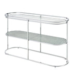 Console en chrome élégante de 122 cm avec étagère en verre à motifs, miroir effet ondulations / cascade