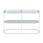 Console en chrome élégante de 122 cm avec étagère en verre à motifs, miroir effet ondulations / cascade