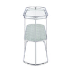 Console en chrome élégante de 122 cm avec étagère en verre à motifs, miroir effet ondulations / cascade