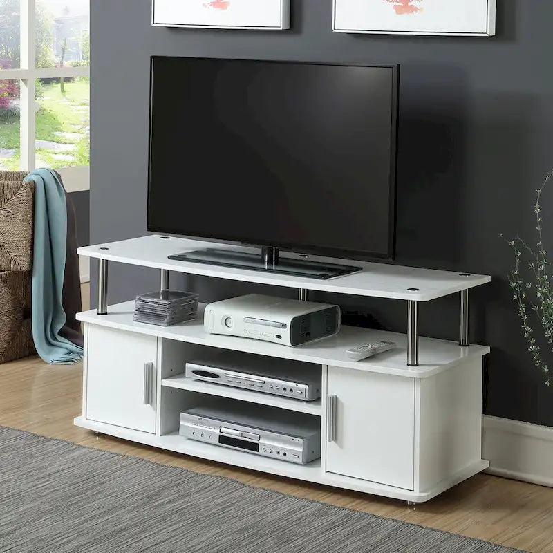 Meuble TV contemporain de 47" avec 2 armoires et étagères, plusieurs couleurs, convient aux téléviseurs jusqu'à 55"