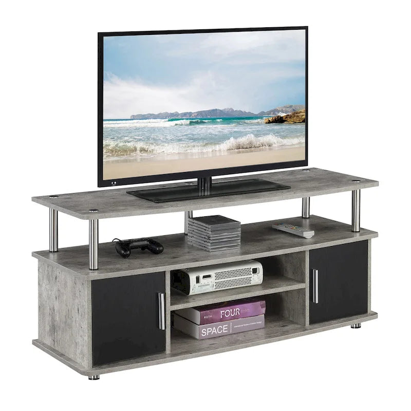 Meuble TV contemporain de 47" avec 2 armoires et étagères, plusieurs couleurs, convient aux téléviseurs jusqu'à 55"