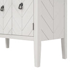 Meuble de rangement d'appoint vintage à 3 portes avec étagère réglable, blanc crème / gris / bleu marine / marron