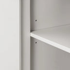 Meuble de rangement d'appoint vintage à 3 portes avec étagère réglable, blanc crème / gris / bleu marine / marron