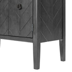Meuble de rangement d'appoint vintage à 3 portes avec étagère réglable, blanc crème / gris / bleu marine / marron