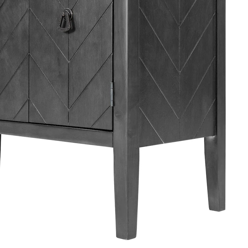 Meuble de rangement d'appoint vintage à 3 portes avec étagère réglable, blanc crème / gris / bleu marine / marron