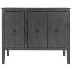 Meuble de rangement d'appoint vintage à 3 portes avec étagère réglable, blanc crème / gris / bleu marine / marron