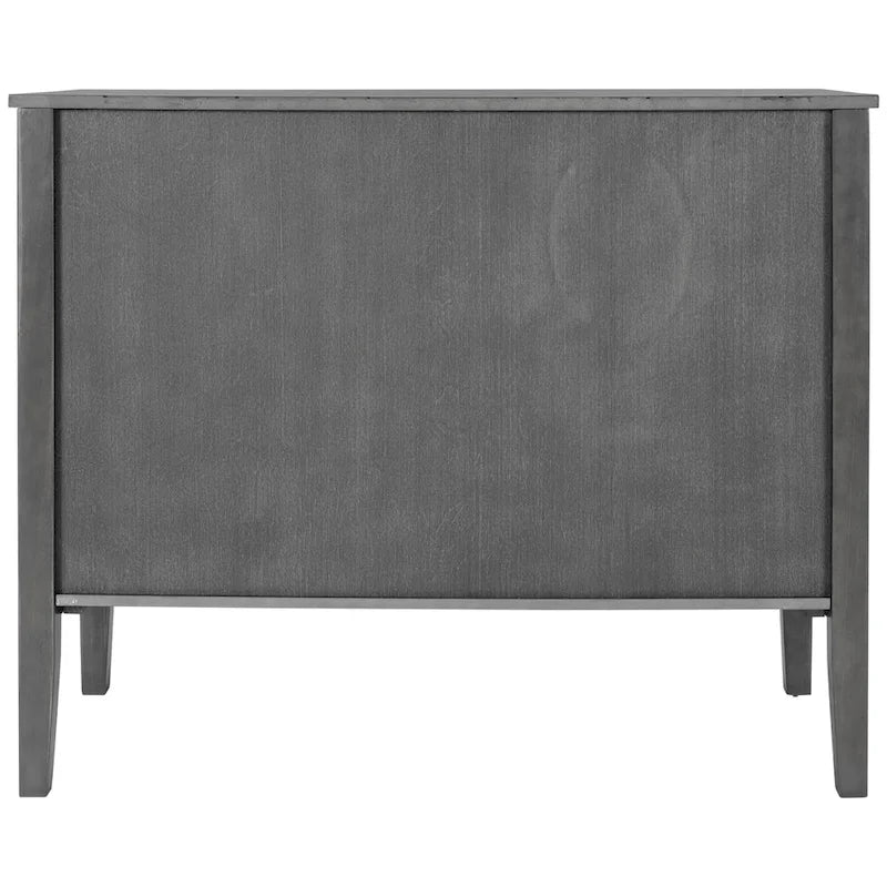 Meuble de rangement d'appoint vintage à 3 portes avec étagère réglable, blanc crème / gris / bleu marine / marron