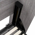 Lit escamotable mural Queen 66" avec LED à intensité variable et système à double piston, chêne baril / gris écorce / marron rustique