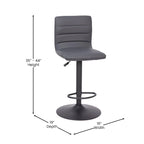 Tabouret de bar pivotant à hauteur réglable avec surpiqûres horizontales et repose-pieds, cognac / noir / gris, structure noire