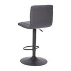 Tabouret de bar pivotant à hauteur réglable avec surpiqûres horizontales et repose-pieds, cognac / noir / gris, structure noire