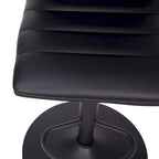 Tabouret de bar pivotant à hauteur réglable avec surpiqûres horizontales et repose-pieds, cognac / noir / gris, structure noire