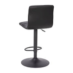 Tabouret de bar pivotant à hauteur réglable avec surpiqûres horizontales et repose-pieds, cognac / noir / gris, structure noire