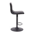 Tabouret de bar pivotant à hauteur réglable avec surpiqûres horizontales et repose-pieds, cognac / noir / gris, structure noire