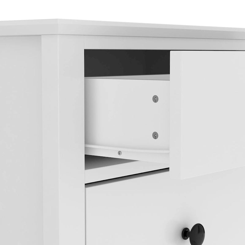 Meuble à chaussures autoportant à 2 tiroirs avec rangement supérieur ouvert, blanc, style moderne