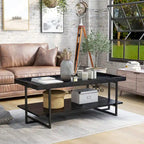Alivia Rustic Black 47-inch Steel 1-Shelf Coffee Table by Furniture of America