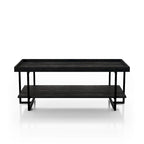 Table basse industrielle rustique de 47" avec 2 étagères et cadre en acier, noir