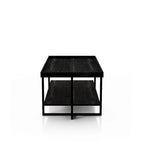 Table basse industrielle rustique de 47" avec 2 étagères et cadre en acier, noir