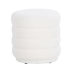 Repose-pieds ottoman rond Sherpa, blanc, simple