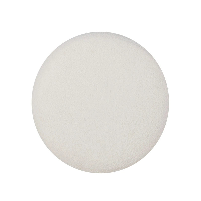 Repose-pieds ottoman rond Sherpa, blanc, simple