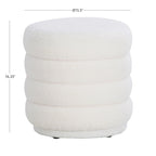 Repose-pieds ottoman rond Sherpa, blanc, simple