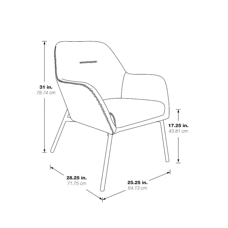 Fauteuil d'appoint Scoop en similicuir avec surpiqûres contrastées et pieds en métal noir, bleu marine / gris / sable, simple