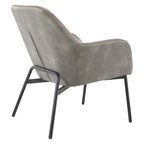 Fauteuil d'appoint Scoop en similicuir avec surpiqûres contrastées et pieds en métal noir, bleu marine / gris / sable, simple