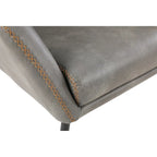 Fauteuil d'appoint Scoop en similicuir avec surpiqûres contrastées et pieds en métal noir, bleu marine / gris / sable, simple