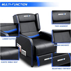 Fauteuil inclinable de jeu en cuir PU avec dossier et repose-pieds réglables, plusieurs couleurs, une place