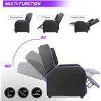 Fauteuil inclinable de jeu en cuir PU avec dossier et repose-pieds réglables, plusieurs couleurs, une place