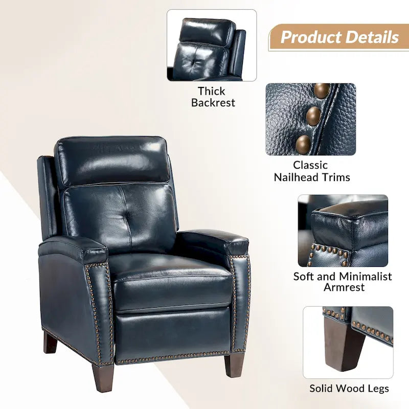 Fauteuil inclinable moderne du milieu du siècle avec clous décoratifs, plusieurs coloris, une seule place