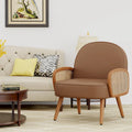 Fauteuil d'appoint Mid-Century Modern avec accoudoirs en rotin naturel, plusieurs coloris, un seul