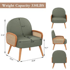 Fauteuil d'appoint Mid-Century Modern avec accoudoirs en rotin naturel, plusieurs coloris, un seul