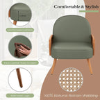Fauteuil d'appoint Mid-Century Modern avec accoudoirs en rotin naturel, plusieurs coloris, un seul