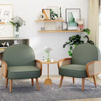 Fauteuil d'appoint Mid-Century Modern avec accoudoirs en rotin naturel, plusieurs coloris, un seul