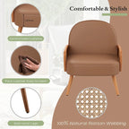 Fauteuil d'appoint Mid-Century Modern avec accoudoirs en rotin naturel, plusieurs coloris, un seul