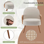 Fauteuil d'appoint Mid-Century Modern avec accoudoirs en rotin naturel, plusieurs coloris, un seul