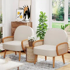 Fauteuil d'appoint Mid-Century Modern avec accoudoirs en rotin naturel, plusieurs coloris, un seul