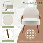 Fauteuil d'appoint Mid-Century Modern avec accoudoirs en rotin naturel, plusieurs coloris, un seul