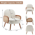 Fauteuil d'appoint Mid-Century Modern avec accoudoirs en rotin naturel, plusieurs coloris, un seul