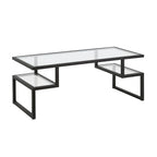 Table basse géométrique Art Déco en acier avec plateau en verre trempé, Nickel / Laiton / Bronze noirci