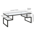 Table basse géométrique Art Déco en acier avec plateau en verre trempé, Nickel / Laiton / Bronze noirci