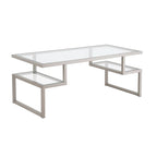 Table basse géométrique Art Déco en acier avec plateau en verre trempé, Nickel / Laiton / Bronze noirci
