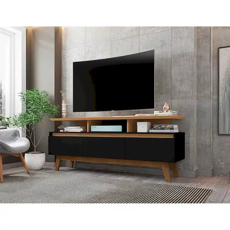 Meuble TV de 63 po de style Mid-Century Modern, plusieurs couleurs, convient aux téléviseurs jusqu'à 60 po