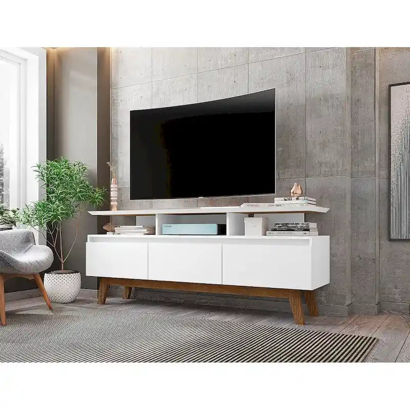 Meuble TV de 63 po de style Mid-Century Modern, plusieurs couleurs, convient aux téléviseurs jusqu'à 60 po
