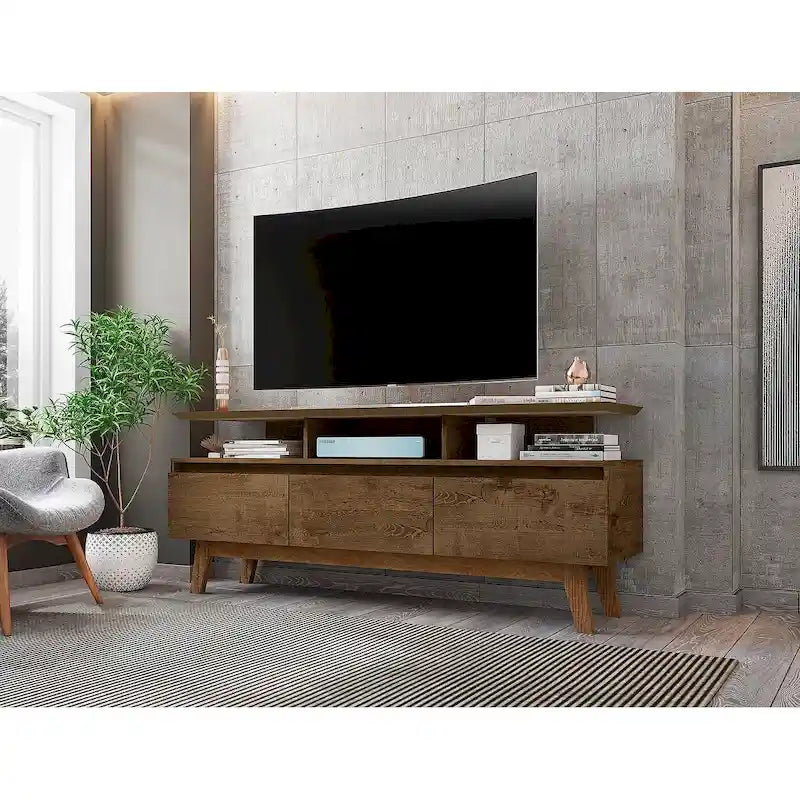 Meuble TV de 63 po de style Mid-Century Modern, plusieurs couleurs, convient aux téléviseurs jusqu'à 60 po