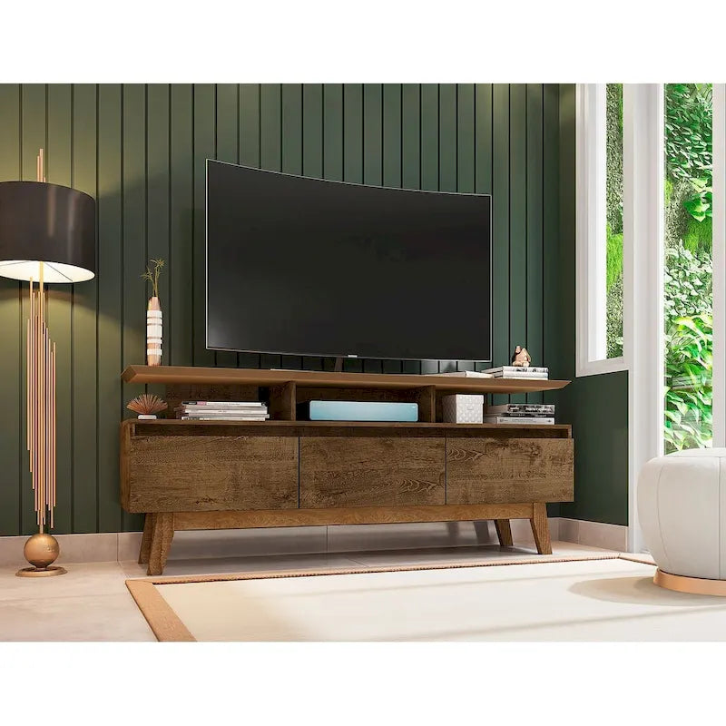 Meuble TV de 63 po de style Mid-Century Modern, plusieurs couleurs, convient aux téléviseurs jusqu'à 60 po