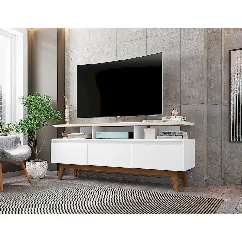 Meuble TV de 63 po de style Mid-Century Modern, plusieurs couleurs, convient aux téléviseurs jusqu'à 60 po