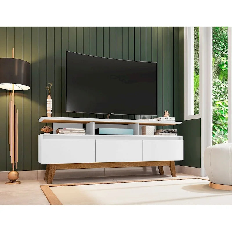 Meuble TV de 63 po de style Mid-Century Modern, plusieurs couleurs, convient aux téléviseurs jusqu'à 60 po