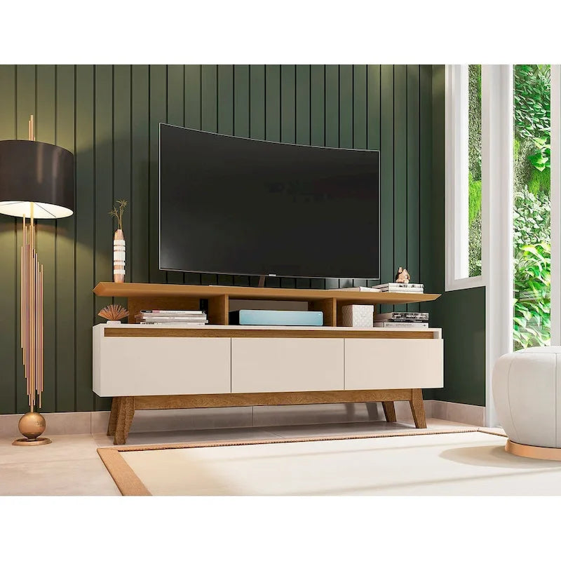 Meuble TV de 63 po de style Mid-Century Modern, plusieurs couleurs, convient aux téléviseurs jusqu'à 60 po