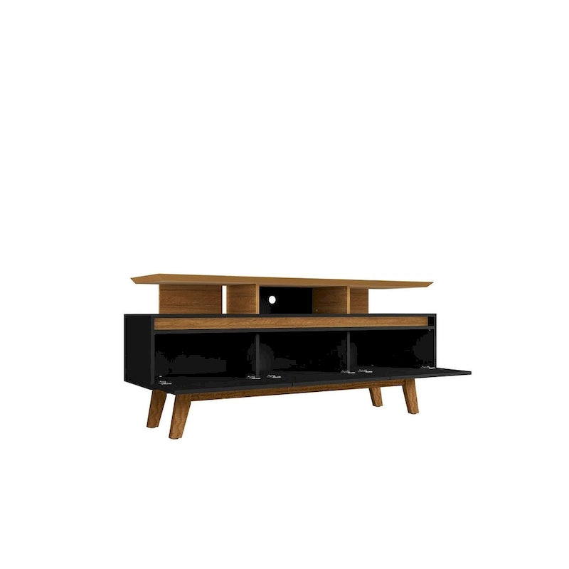 Meuble TV de 63 po de style Mid-Century Modern, plusieurs couleurs, convient aux téléviseurs jusqu'à 60 po